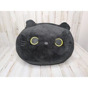 Takashoji Nero Black Cat 12" Wide Plush Super Soft Squishy Pillow Stuffed Animal